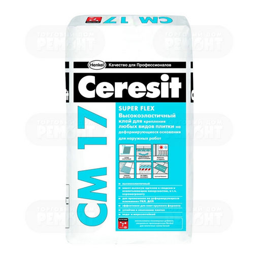 Клей эластичный для плитки, Церезит СМ 17, Ceresit CM 17